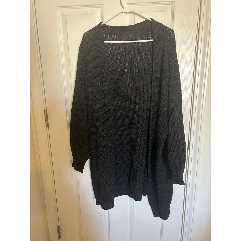 Black Cable Knit Drop Shoulder Cardigan 2xl